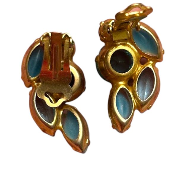 Vintage Mid-Century Juliana D&E Givre Blue Navette Stones Brooch & Clip On Earri - Picture 6 of 6